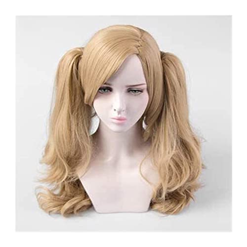 WELLHY Anime Cosplay Perücken Persona5 High Volume Aprikose Doppelter Pferdeschwanz Leinen cos Perücke KEEBON Coser Perücke von WELLHY