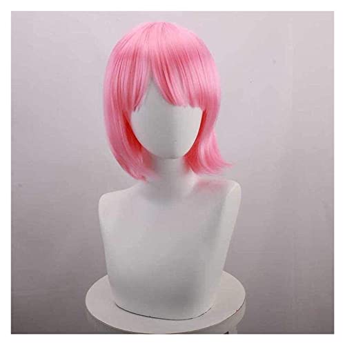 WELLHY Anime Cosplay Perücken Universal Rosa Bobo Kurze Perücke Hochtemperatur Seide Rose Innere Mesh Perücke Cosplay Party Perücken + Perückenkappe KEEBON Coser Perücke von WELLHY