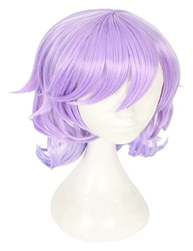 WELLHY Anime Twisted-Wonderland Cosplay Perücke Frauen Kurzer Lockenschnitt Bob Lila Mischfarbe for Epel Felmier Rollenspiel Halloween Perücken mit Perückenkappe Coser Perücke von WELLHY