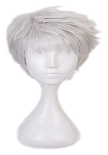 WELLHY Anime Twisted-Wonderland Cosplay Perücke Kurz Grau Synthetische Perücken Kurzer Lockenschnitt for Kalim Al Asim Rollenspiel Halloween Perücken mit Perückenkappe Coser Perücke von WELLHY