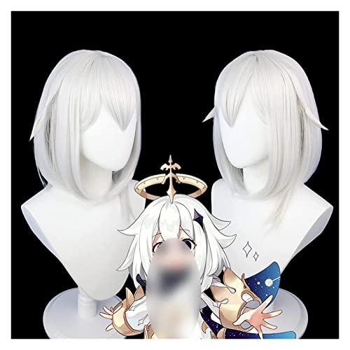 WELLHY Cosplay Perücke 14 Zoll Genshin Impact Perücke Anime Cosplay Paimon Perücke Silbergrau Perücke mit Gratis Perückenkappe for Halloween Party Karneval Nachtleben Konzerte Hochzeiten for Coser von WELLHY