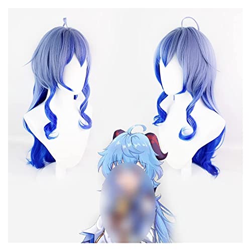 WELLHY Cosplay Perücke 18 Zoll Genshin Impact Perücke Anime Cosplay Gan Yu Perücke Farbverlauf Blau Perücke Perücke mit gratis Perückenkappe for Halloween Party Karneval Nachtleben Konzerte Hochzeiten von WELLHY