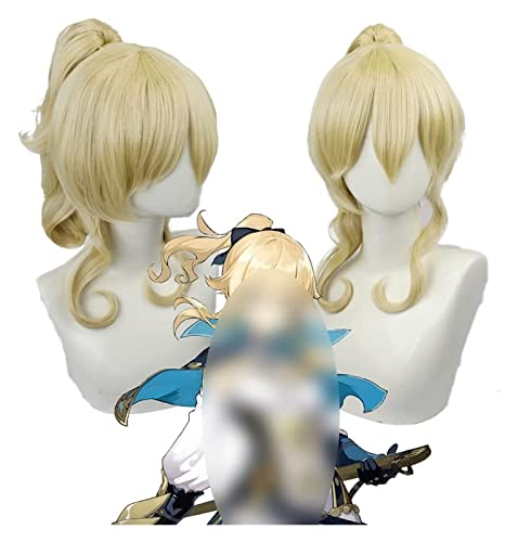 WELLHY Cosplay Perücke 18 Zoll Genshin Impact Perücke Anime Cosplay Qin Perücke Goldene Pferdeschwanz Perücke mit gratis Perückenkappe for Halloween Party Karneval Nachtleben Konzerte Hochzeiten for C von WELLHY