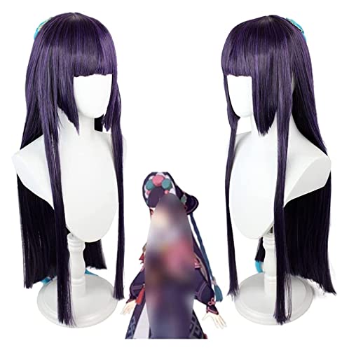 WELLHY Cosplay Perücke 31 Zoll Genshin Impact Perücke Anime Cosplay Liyue Perücke Lange Peitsche Lila Perücke mit Gratis Perückenkappe for Halloween Party Karneval Nachtleben Konzerte Hochzeiten for C von WELLHY