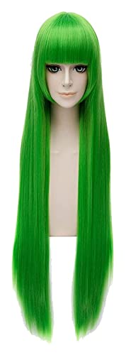 WELLHY Cosplay Perücke Animation 100cm/39.37inches Cosplay Perücken Grün Gerade Synthetische Haare Perucas Cosplay Perücke for Coser von WELLHY