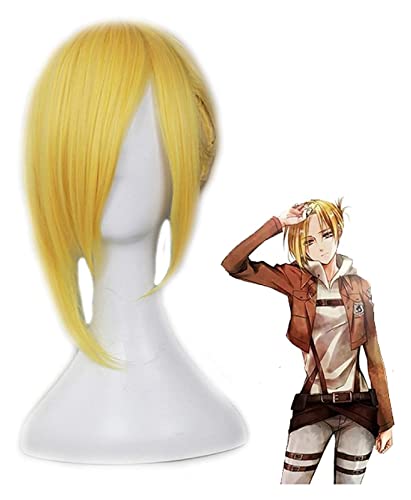 WELLHY Cosplay Perücke Anime Attack on Annie Leonhart Cosplay Perücke Goldblond Kunsthaar Halloween Party Requisiten Mädchen Damen Perücke mit Perückenkappe for Coser von WELLHY