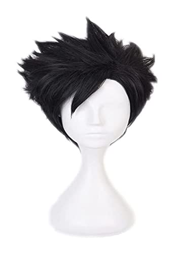 WELLHY Cosplay Perücke Anime Cosplay Kostüm Perücke Haikyuu!!Perücke Tetsurou Kuroo Perücke kurze schwarze Perücke mit 1 Perückenkappe for Halloween Party Karneval Nachtleben Konzerte Hochzeiten for C von WELLHY