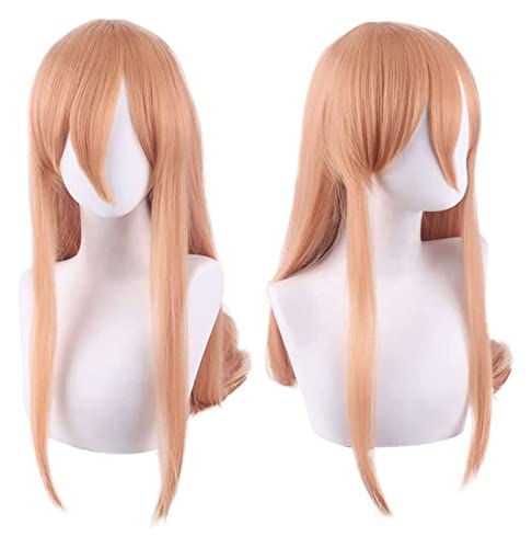 WELLHY Cosplay Perücke Anime Cosplay Kostüm Perücke Kettensägenmann Perücke Power Perücke Orange Gelb Damen Lange Perücke mit Gratis Perückenkappe for Halloween Party Karneval Nachtleben Konzerte Hoch von WELLHY