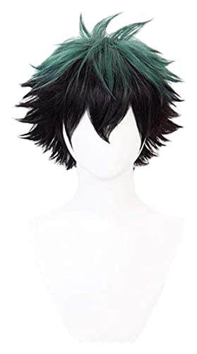 WELLHY Cosplay Perücke Anime Cosplay Perücken My Hero Academia Midoriya Izuku Deku Grüne umgekehrte Kurzhaarperücke Cosplay Party Perücken + Perückenkappe for Coser von WELLHY
