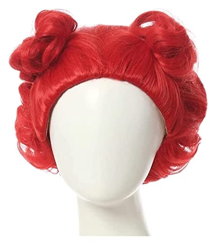 WELLHY Cosplay Perücke Anime Cosplay Perücken Wonderland The Red Queen Perücken Frauen Rot Kurzes Lockiges Haar mit Perückenkappe for Halloween Party Karneval Nachtleben for Coser von WELLHY