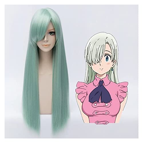 WELLHY Cosplay Perücke Anime Cosplay The Seven Deadly Sins Perücken Elizabeth Liones Perücke Grün Glatt Damen Kunsthaar mit Perückenkappe for Halloween Party Karneval Nachtleben for Coser von WELLHY