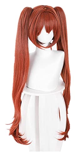 WELLHY Cosplay Perücke Anime Game Pretty Derby Scarlet Perücke Schöne Lange rotbraune Schweineschwänze Frisur Perücke Cosplay Requisiten Länge ca. 90 cm for Coser von WELLHY