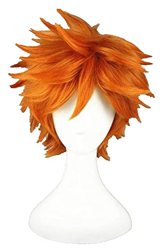 WELLHY Cosplay Perücke Anime Haikyuu!!!Hinata Syouyou Cosplay-Perücke, kurz, orange, lockig, hitzebeständig, Kunsthaar-Perücken + Perückenkappe for Coser von WELLHY