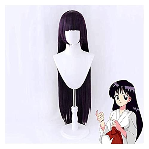 WELLHY Cosplay Perücke Anime Sailor Moon Mars Hino Rei Lila Lange Perücke Cosplay Kostüm 100CM Hitzebeständiges Synthetisches Haar Frauen Party Perücken FLYAND for Coser von WELLHY