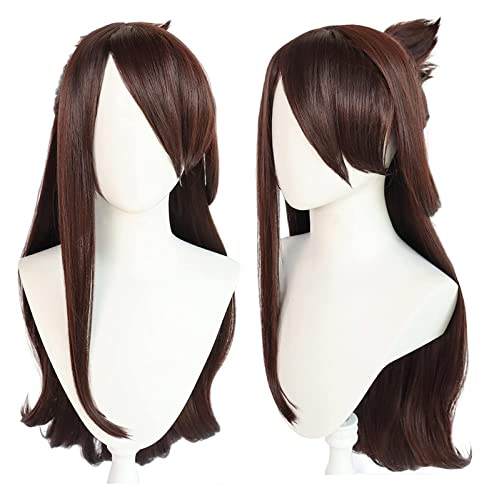WELLHY Cosplay Perücke Anime Spiel Cosplay Perücke for Genshin Impact Beidou Frauen Langes glattes Braunes Haar Modellierung Party Dress Up Perücke Hitzebeständiges Synthetisches Haar Kein Verheddern von WELLHY
