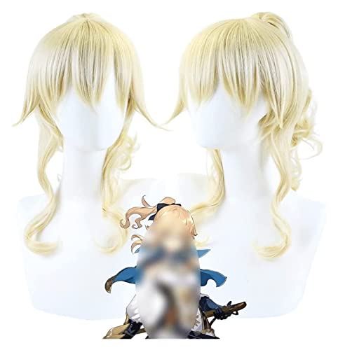 WELLHY Cosplay Perücke Anime Spiel Cosplay Perücke for Genshin Impact Jean Gunnhildr Frauen Blonde Pferdeschwanz Haare Modellierung Party Dress Up Perücke Hitzebeständiges Kunsthaar + Perückenkappe fo von WELLHY