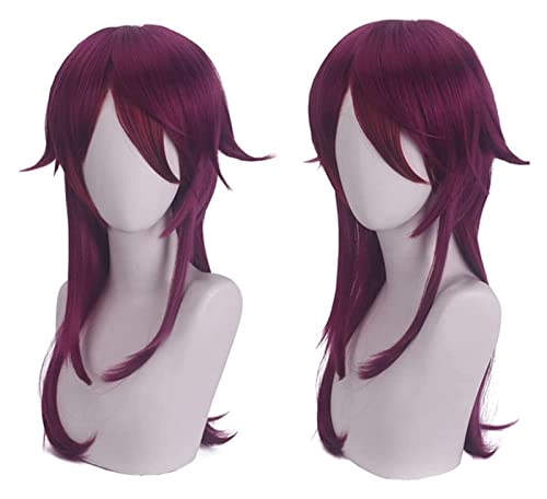 WELLHY Cosplay Perücke Anime Spiel Cosplay Perücke for Genshin Impact Rosaria Frauen Fuchsia Langhaar Modellierparty Anziehperücke Hitzebeständiges Kunsthaar Kein Verheddern Kein Ausfallen + Perückenk von WELLHY