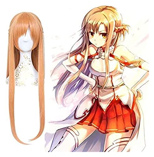 WELLHY Cosplay Perücke Anime Sword Art Online Cosplay Perücken Asuna Yuuki Cosplay Perücke Hitzebeständige Synthetische Perücke Haare Halloween Party Frauen Cosplay Perücke for Coser von WELLHY