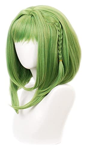 WELLHY Cosplay Perücke Anime Toilet-Bound Hanako-kun Nanamine Sakura Cosplay Perücke kurz grün geflochten hitzebeständige Kunsthaarperücken + Perückenkappe for Coser von WELLHY
