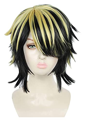 WELLHY Cosplay Perücke Anime Tokyo Revengers Hanemiya Kazutora Cosplay Perücke Schwarz Golden Kurze Perücke Tokyo Manji Gang Captain Fiber Hair Woman Man for Coser von WELLHY