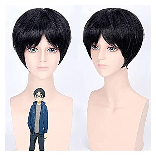 WELLHY Cosplay Perücke Anime Your Lie in April Arima Kousei Perücke Cosplay Kostüme Schwarz Kurz Hitzebeständiges Faserhaar Halloween Rollenspiel Perücken FLYAND for Coser von WELLHY