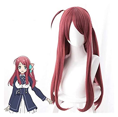 WELLHY Cosplay Perücke Anime Zombie Land SAGA Sakura Minamoto Cospaly Perücke 60 cm Lange rote Haare Halloween Kostüm Rollenspiel Perücken + Perückenkappe for Coser von WELLHY