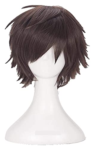 WELLHY Cosplay Perücke Attack On Eren Cosplay Perücke Dunkelbraun kurz geschichtet hitzebeständige Kunsthaarperücke + Perückenkappe for Coser von WELLHY