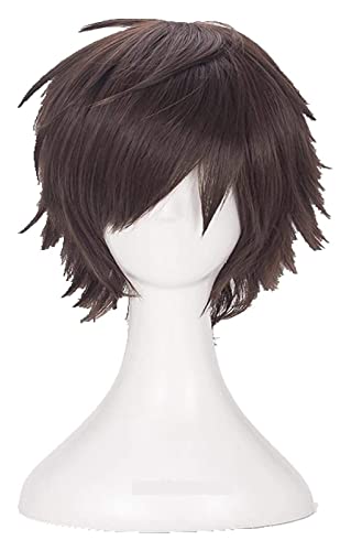 WELLHY Cosplay Perücke Attack On Eren Cosplay Perücke Dunkelbraun kurz geschichtet hitzebeständige Kunsthaarperücke + Perückenkappe for Coser von WELLHY