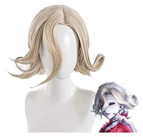 WELLHY Cosplay Perücke CosNoble Game Identity V Blood Queen Mary Cosplay Perücke kurz Aprikose lockig gewellt Kostümhaar for Damen Mädchen Perücken for Coser von WELLHY