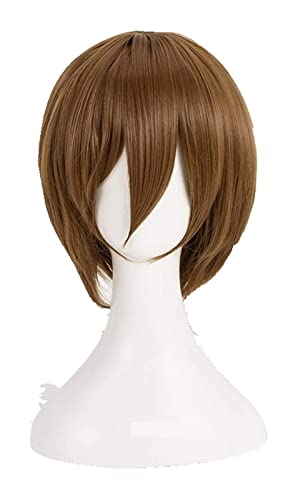 WELLHY Cosplay Perücke Death Note Yagami Light Cosplay Perücken kurz Goldbraun hitzebeständige Kunsthaarperücke + Perückenkappe for Coser von WELLHY