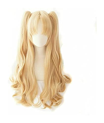 WELLHY Cosplay Perücke FGO Fate Grand Order Ereshkigal Cosplay Perücke Diener Lancer Chip Pferdeschwänze Blonde Haare Cosplay Perücken + 4 rote Haarnadeln for Coser von WELLHY