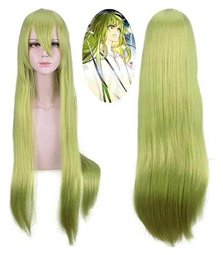 WELLHY Cosplay Perücke Fate/Grand Order Cosplay Lancer Enkidu 100cm Grün Kunsthaar Cosplay Perücken Haar Große Frauen Halloween Party Spiel Perücken for Coser von WELLHY