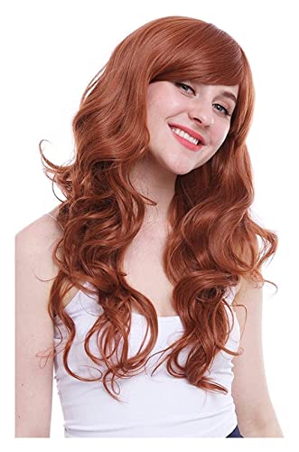 WELLHY Cosplay Perücke Frauen Cosplay Perücken 60 cm 23,62 Zoll gewellt Fuchs rot hitzebeständig Kunsthaar Perucas Cosplay Perücke for Coser von WELLHY