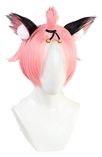 WELLHY Cosplay Perücke Genshin Impact Diona Cosplay 32cm Kurz Weihnachten Rosa Perücke Cosplay Anime Cosplay Perücken Hitzebeständige Synthetische Perücken Halloween for Coser von WELLHY