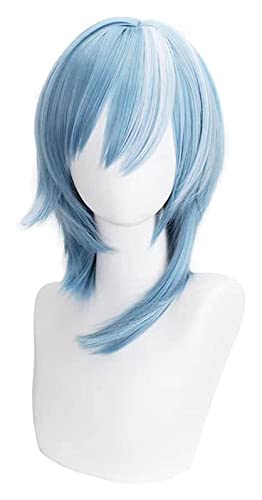 WELLHY Cosplay Perücke Genshin Impact EULA Cosplay Frauen 48cm Kurze Perücke Blaue Perücke Anime Cosplay Perücken Hitzebeständige Synthetische Perücken Halloween Rollenspiele for Coser von WELLHY