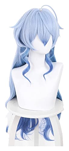 WELLHY Cosplay-Perücke Genshin Impact Ganyu Cosplay 75 cm Lange Blaue Perücke mit Farbverlauf Cosplay Anime Cosplay Perücken hitzebeständige synthetische Perücken Halloween for Coser von WELLHY