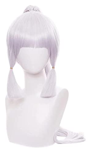 WELLHY Cosplay Perücke Genshin Impact Kamisato Ayaka Cosplay Halloween Langer gerader Pferdeschwanz Tempel Synthetisches Haar Rollenspiel Cosplay Anime Perücke for Coser von WELLHY