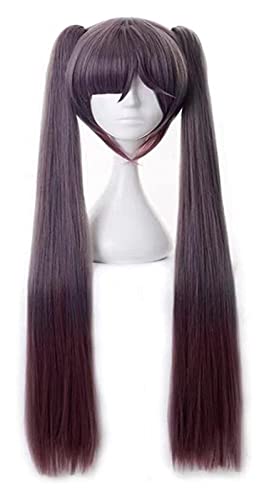 WELLHY Cosplay Perücke Genshin Impact Mona Cosplay Dunkellila Perücke Zöpfe Cosplay Anime Cosplay Perücke Hitzebeständige Synthetische Perücken Halloween for Coser von WELLHY