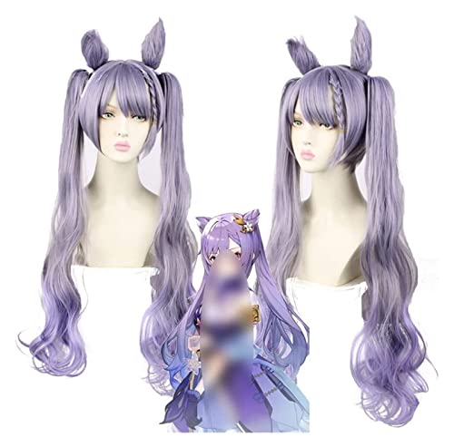 WELLHY Cosplay Perücke Genshin Impact Perücke Anime Cosplay Keqing Perücke Binaural Gradient Lila Perücke mit gratis Perückenkappe for Halloween Party Karneval Nachtleben Konzerte Hochzeiten for Coser von WELLHY