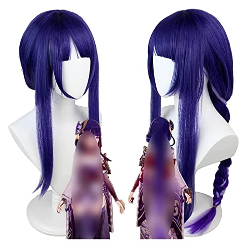 WELLHY Cosplay Perücke Genshin Impact Perücke Anime Cosplay Raiden Shogun Perücke Lila Perücke mit Gratis Perückenkappe for Halloween Party Karneval Nachtleben Konzerte Hochzeiten for Coser von WELLHY