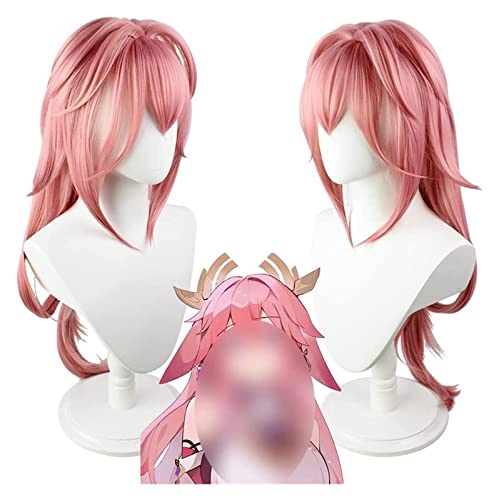 WELLHY Cosplay Perücke Genshin Impact Perücke Anime Cosplay Yaemiko Perücke Rosa Perücke mit Gratis Perückenkappe for Halloween Party Karneval Nachtleben Konzerte Hochzeiten for Coser von WELLHY