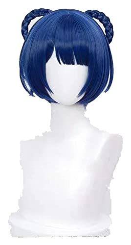 WELLHY Cosplay Perücke Genshin Impact Xiangling Cosplay Frauen 30cm Weihnachten Blau Schwarz Perücke Cosplay Anime Cosplay Haar Halloween Anime Cosplay Perücken for Coser von WELLHY