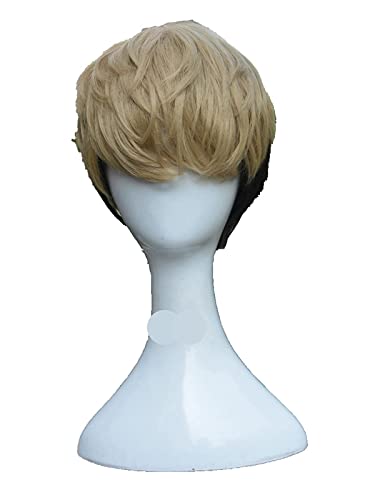 WELLHY Cosplay Perücke Killing Stalking SangWoo Cosplay Perücken Kurz Leinen Schwarz Ombre Hitzebeständige Kunsthaarperücke + Perückenkappe for Coser von WELLHY