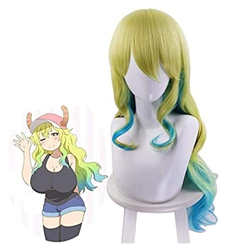 WELLHY Cosplay Perücke Kobayashi san Chi no Maid Dragon Quetzalcoatl Lucoa Lange Perücke Cosplay Kostüm Frauen Welliges Haar Halloween Party Rollenspiel Perücken FLYAND for Coser von WELLHY