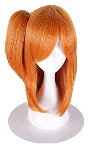 WELLHY Cosplay Perücke LoveLive!Love Live Kosaka Honoka Kousaka Kurzer orangefarbener Pferdeschwanz Hitzebeständige Cosplay-Kostümperücke + Haarnadel mit Schleife for Coser von WELLHY