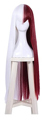 WELLHY Cosplay Perücke MHA Shouto Todoroki Cosplay Perücken BNHA Cosplay 80 cm gerade rot weiß Damen Halloween Kunsthaar for Coser von WELLHY