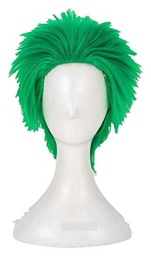WELLHY Cosplay Perücke OW Perücken Junge Genji Perücke kurz grün hitzebeständige Kunsthaar Cosplay Perücke + Perückenkappe for Coser von WELLHY