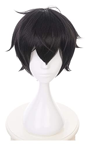 WELLHY Cosplay Perücke Persona 5 Kurusu Akira Schwarze Kurze Perücke Cosplay Kostüm Hitzebeständiges Kunsthaar Joker Amamiya Ren Halloween Party Perücken for Coser von WELLHY