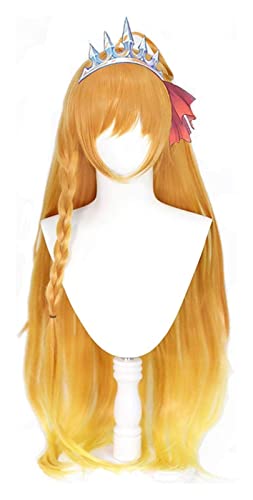 WELLHY Cosplay Perücke Princess Connect Re:Dive Pecorine Cosplay Perücken Lange Gerade Gradient Orange Perücke Hitzebeständige Kunsthaar Cos for Coser von WELLHY