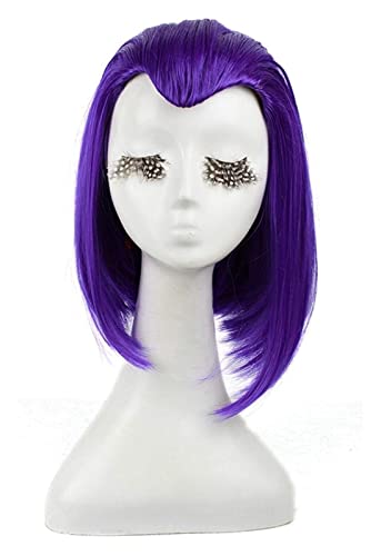 WELLHY Cosplay Perücke Raven Cosplay Perücken Anime Lila Kurz Glatt Cosplay Perücke Halloween Hitzebeständiges Kunsthaar for Coser von WELLHY
